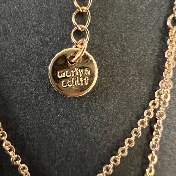 NOC Marlyn Schiff Double Layered Gold Tone Necklace With Clear Crystal G… - Picture 6 of 11